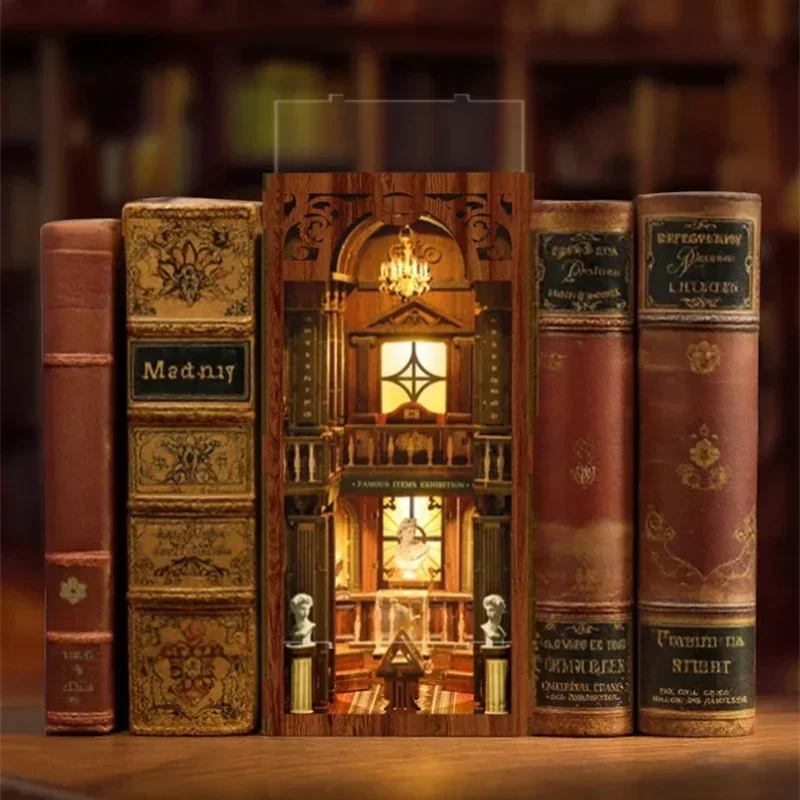 Diy Wooden Book Nook Kit Shelf Insert - Philosophisches Bibliotheks-Bücherregal als Heimdekoration, Retro DIY