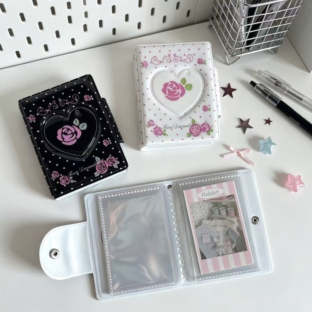 Kpop Photo Card Binder 3 Inch - Vintage Fotokartenalbum 3 Zoll Fotoalbum Rosen-Druck